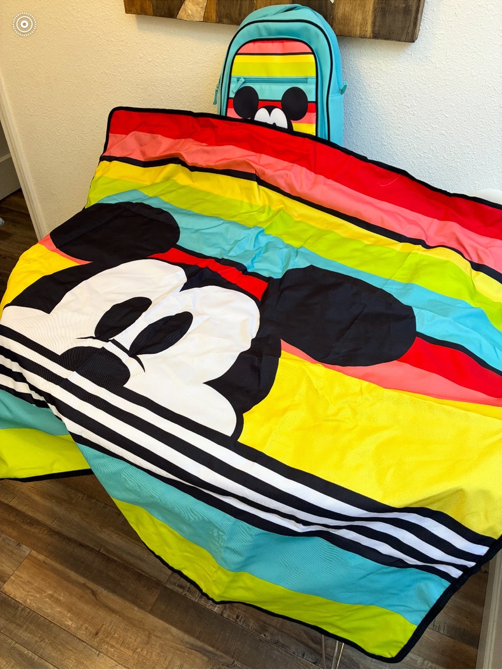 Disney Teal Kids Backpack with Mickey Mouse plus a Matt and Multicolor Stripes - Picture 4 of 6